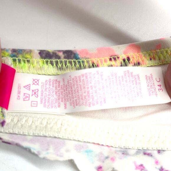 Victorias Secret Women Bikini Top 34C Colorful Splatter Scallop Neon Bright Boho - Picture 9 of 10